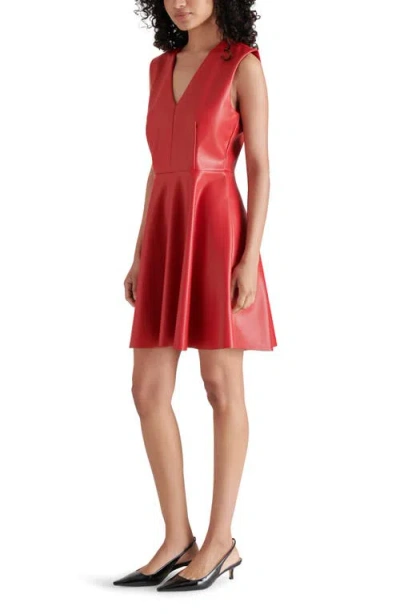 Steve Madden Pennie Faux Leather Fit & Flare Minidress In Dark Red
