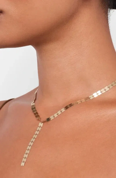 Lana Laser Square Y-necklace In Yellow Gold