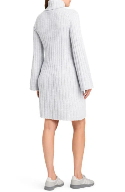 Splendid Merideth Turtleneck Long Sleeve Rib Sweater Dress In Ice Heather Grey