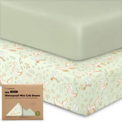 Keababies 2-pack Isla [protect+] Waterproof Mini Crib Sheets In Foxtrot
