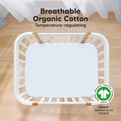Keababies Soothe Fitted Mini Crib Sheet In Blue Flax