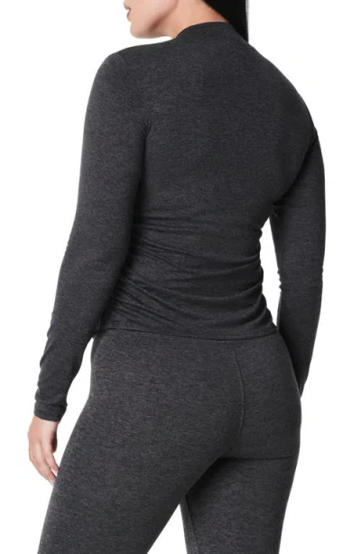 Spanx ® Skysoft Mock Neck Top In Very Black Dash Heather