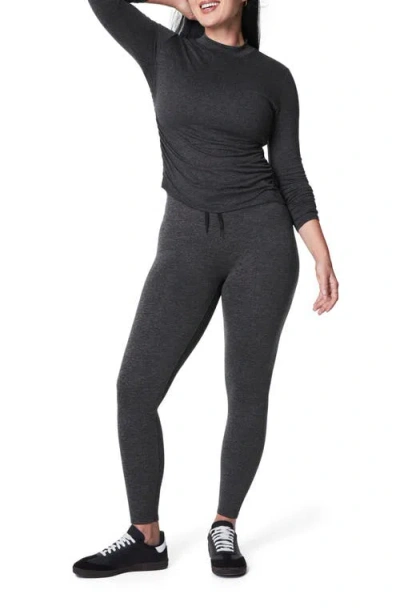 Spanx ® Skysoft Mock Neck Top In Very Black Dash Heather