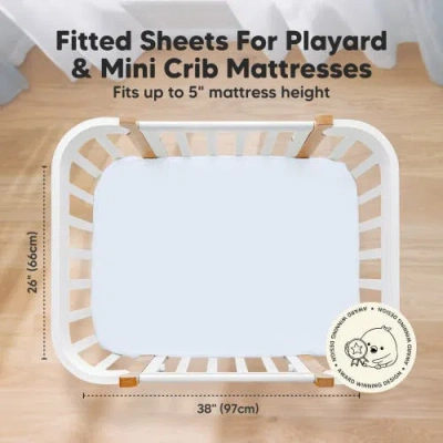 Keababies Isla Fitted Mini Crib Sheets In Blue Flax