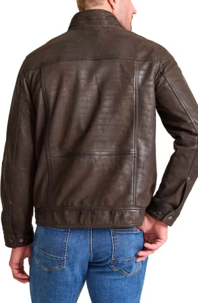 Tommy Bahama Highland Rocker Leather Jacket In Dark Brown