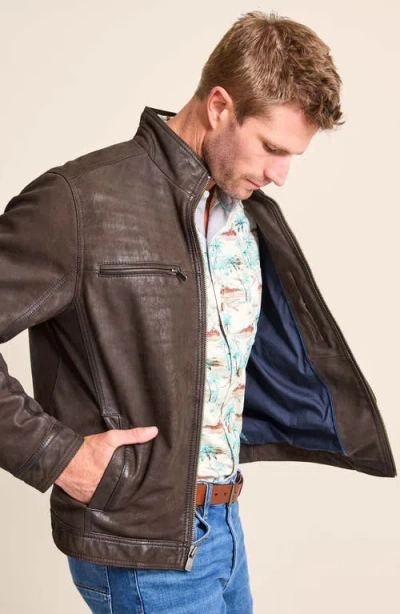 Tommy Bahama Highland Rocker Leather Jacket In Dark Brown