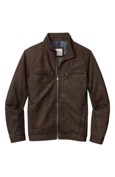 Tommy Bahama Highland Rocker Leather Jacket In Dark Brown