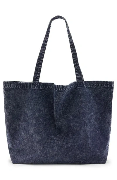 Allsaints Underground Aci Denim Tote In Deep Sea Navy/chalk