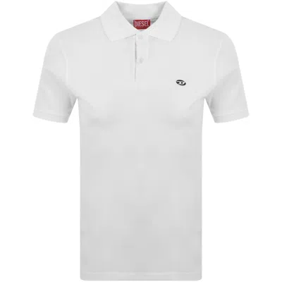 Diesel White Polo Shirt With Classic Collar And D Logo On The Front In Cotton Man In White