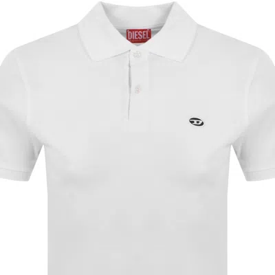 Diesel White Polo Shirt With Classic Collar And D Logo On The Front In Cotton Man In White