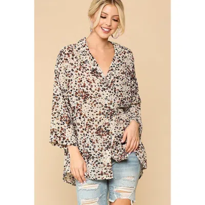 FASHNZFAB ANIMAL PRINT BUTTON DOWN LAPEL COLLAR SHIRT WITH CHEST POCKET 