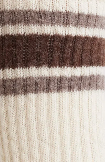 American Trench The Retro Stripe Merino Wool Blend Quarter Crew Socks In Brown/elk