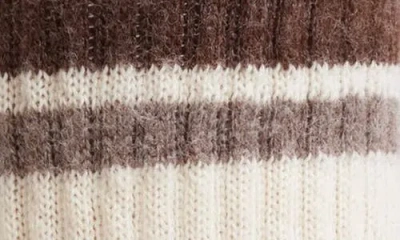 American Trench The Retro Stripe Merino Wool Blend Quarter Crew Socks In Brown/elk