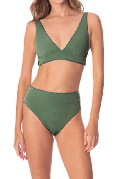 Maaji Eucalyptus Green Allure Multifit Reversible Bikini Top In Green