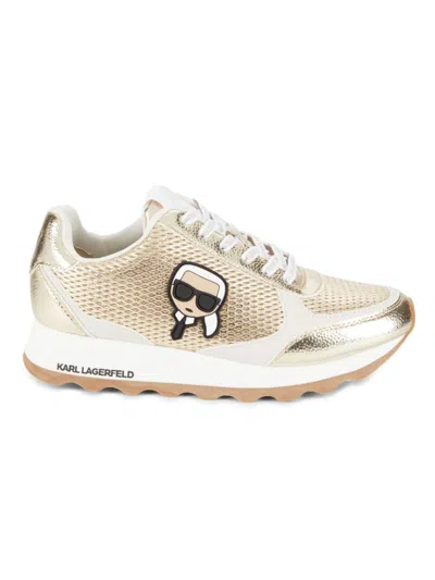 Karl Lagerfeld Paris Meade Metallic Sneaker In White Gold