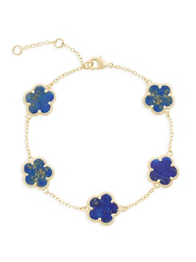 Jankuo Women's Flower 14k Goldplated & Lazurite Bracelet In Brass