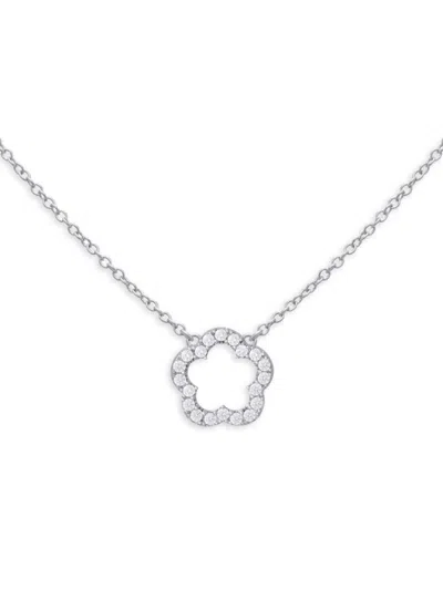 Jankuo Women's Flower Rhodium Plated & Cubic Zirconia Pendant Necklace In Brass