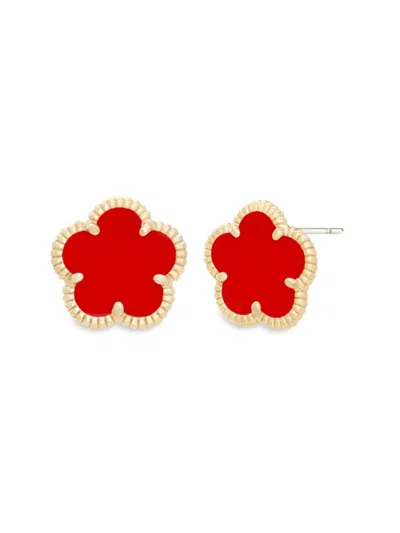Jankuo Flower 14k Plated Stud Post Earrings In Brass