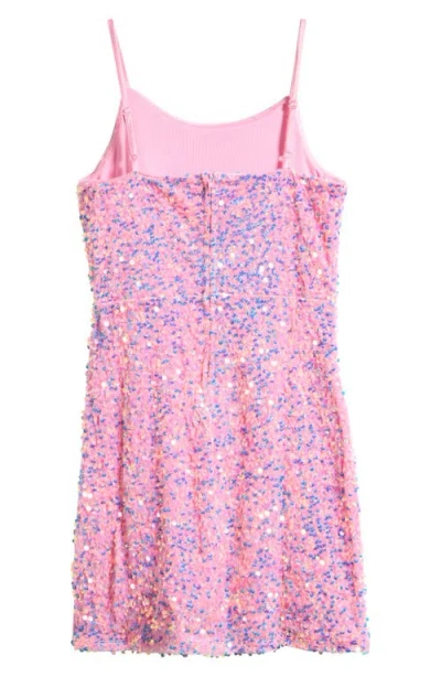 Zunie Kids' Ruched Sequin Velvet Party Dress In Pink