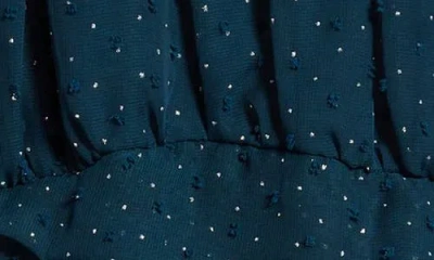 Zunie Kids' Metallic Long Sleeve Clip Dot Chiffon Party Dress In Teal