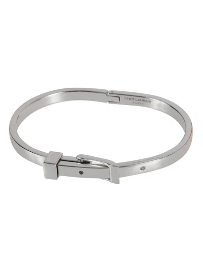 Saint Laurent Ceinture V2 Bracelet In Palladium