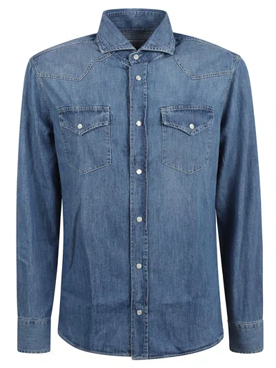 Shop Brunello Cucinelli Denim Shirt In Denim/sabbia