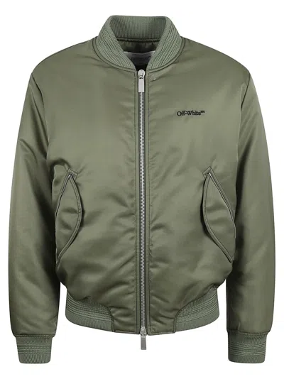 Off-white Padded Nylon Bomber Jacket In Green