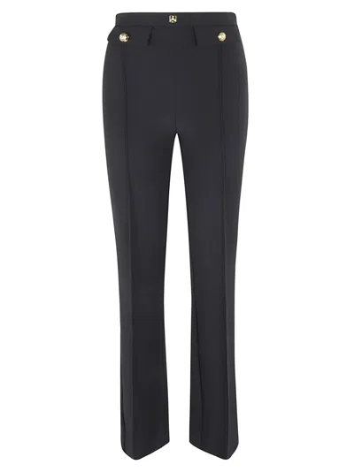 Shop Elisabetta Franchi Palazzo Pants In Crepe Stretch In Black