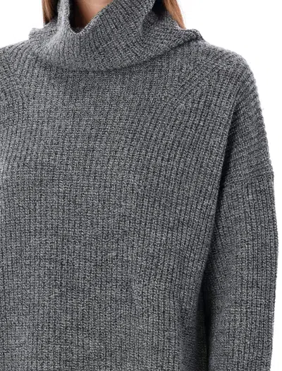 Rhea Costa Heavy Turtle Neck Sweater In Blackwhite Grey