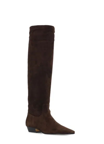 Shop Khaite Marfa Knee High Boots In Brown