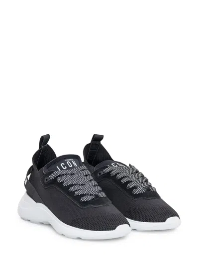 Shop Dsquared2 Neoprene Knit Sneaker In Nero Bianco