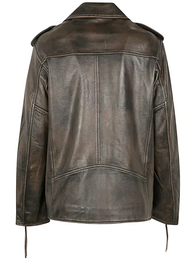 Shop Drhope Woman Leather Jacket In Damage Black