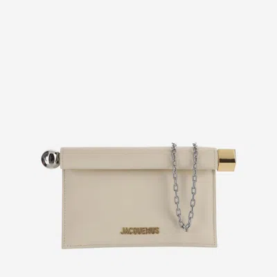 Shop Jacquemus La Petite Pochette Rond Carré In Light Ivory