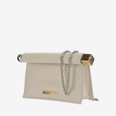 Shop Jacquemus La Petite Pochette Rond Carré In Light Ivory