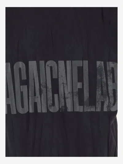 Shop Balenciaga Cotton T-shirt With Agaicnelab Pattern In Black