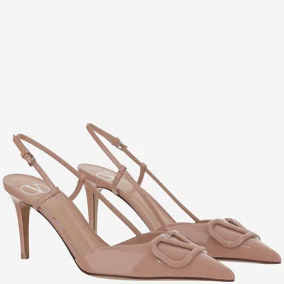 Shop Valentino Vlogo Heeled Shoe In Rose Cannelle