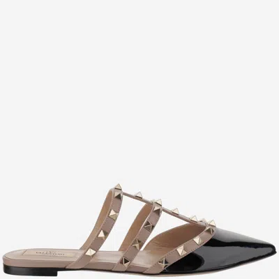 Valentino Garavani Patent Leather Rockstud Mule In Nude