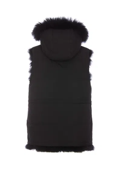 Shop Yves Salomon Reversible Padded Vest In Black