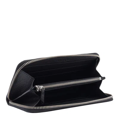 Orciani Zip Around Wallet Textured Finish In Black