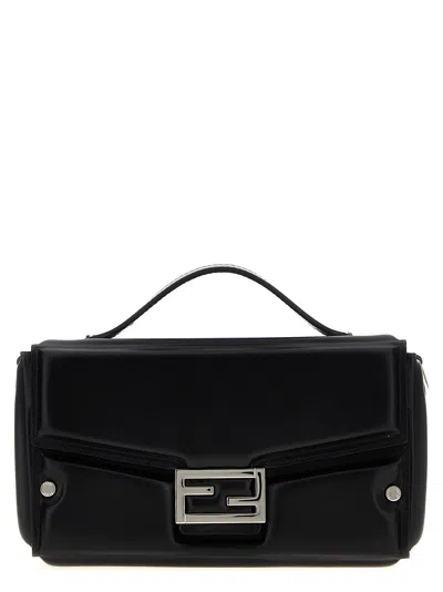 Shop Fendi Baguette Soft Trunk Crossbody Bag In Black