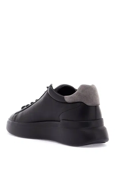 Hogan Black Leather Sneakers In Black