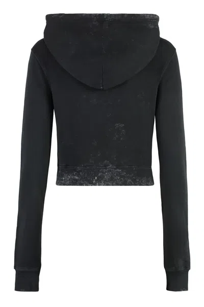 Shop Diesel F-slimmy-p5 Cotton Hoodie In Black