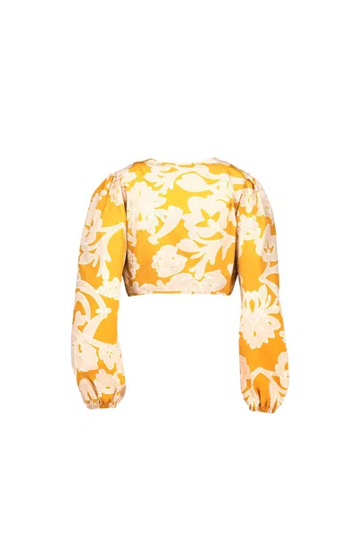 Amotea Susie In Flowered Ochre Cotton In Ochre
