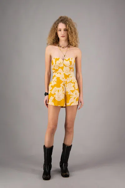 Amotea Guia In Flowered Ochre Cotton In Ochre