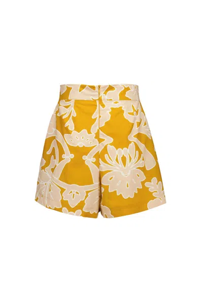 Amotea Guia In Flowered Ochre Cotton In Ochre
