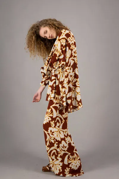 Amotea Carol In Flowerd Burgundy Viscose In Burgundy