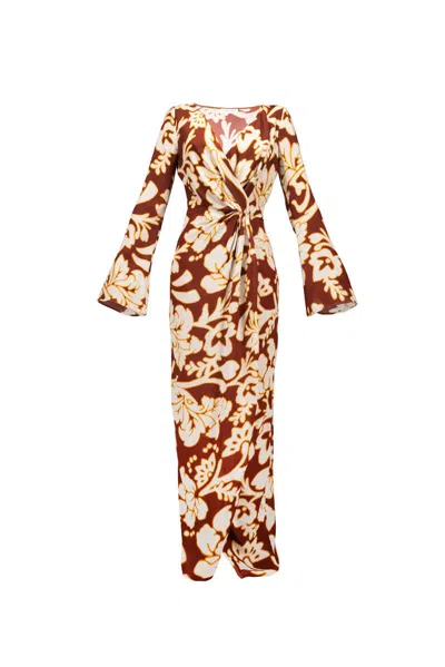 Amotea Amy In Flowered Burgundy Viscose In Burgundy