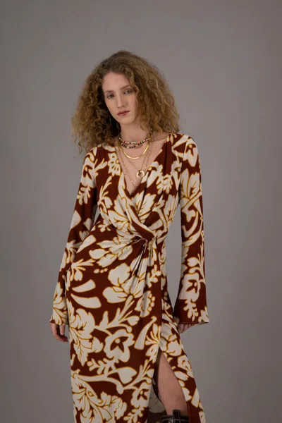 Amotea Amy In Flowered Burgundy Viscose In Burgundy