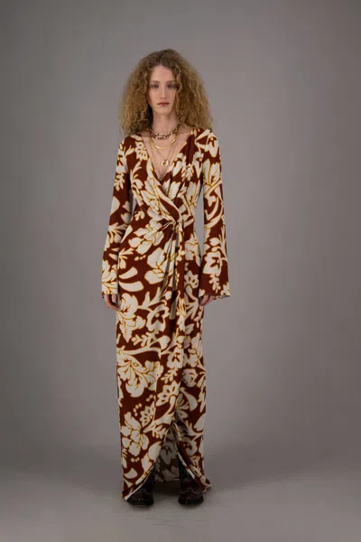 Amotea Amy In Flowered Burgundy Viscose In Burgundy