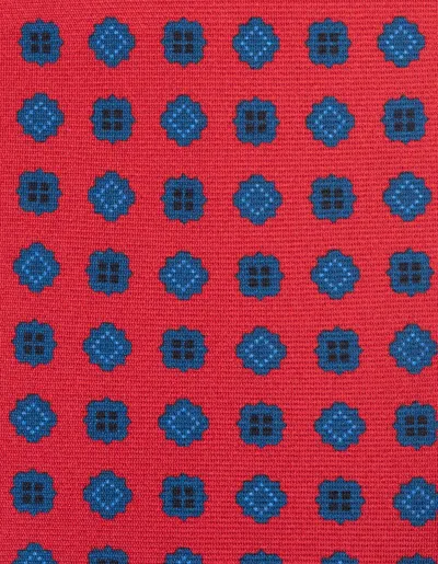 KITON RED TIE WITH BLUE MICRO PATTERN 